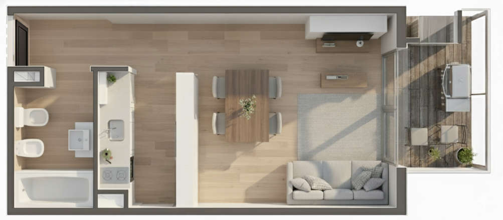 Plano del monoambiente