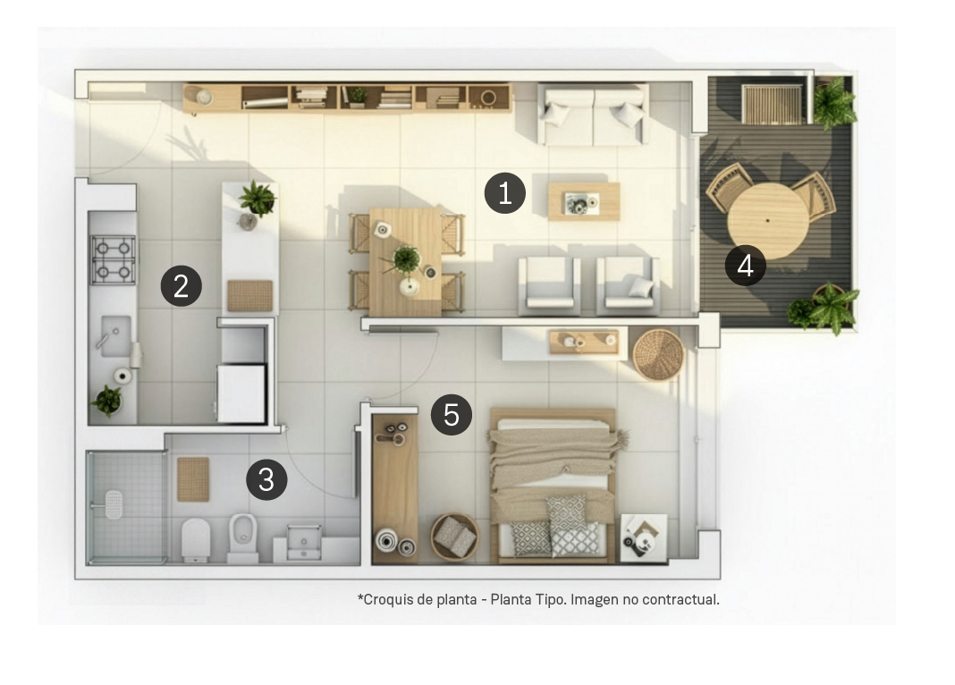 Plano del monoambiente