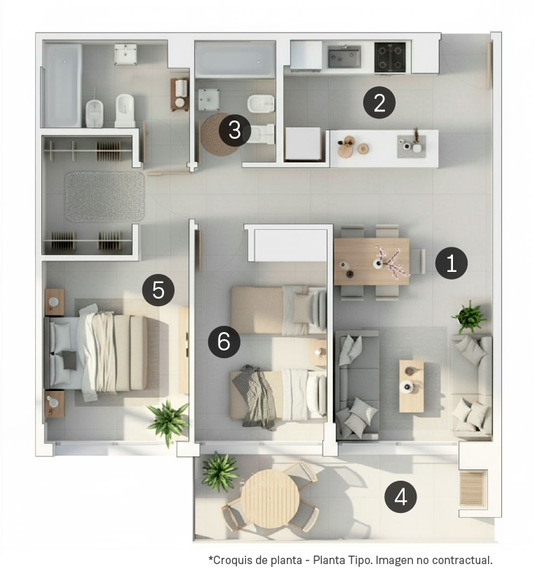 Plano del monoambiente